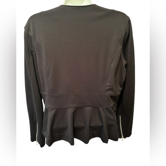 Mara Hoffman GYPSY Black Moto Jacket Sz M Off Center Zipper Pockets Peplum Back - Picture 3 of 9